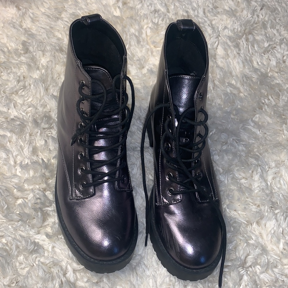 Comfortable metallic/gun metal ankle combat boots / size 41 - Picture 3 of 11